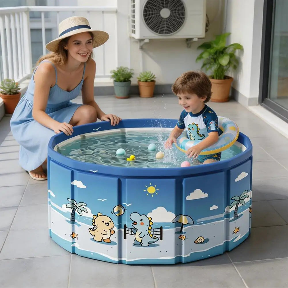 90/120/160cm Foldable Non-Slip Swimming Pool With Drain Hose Foldable Pool Outdoor Bath Tub Non-Slip Kid Pool Kiddie Water Pool